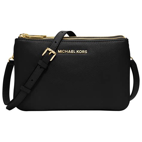 michael kors small black leather purse with tan cloth in|Michael Kors black purse women's.